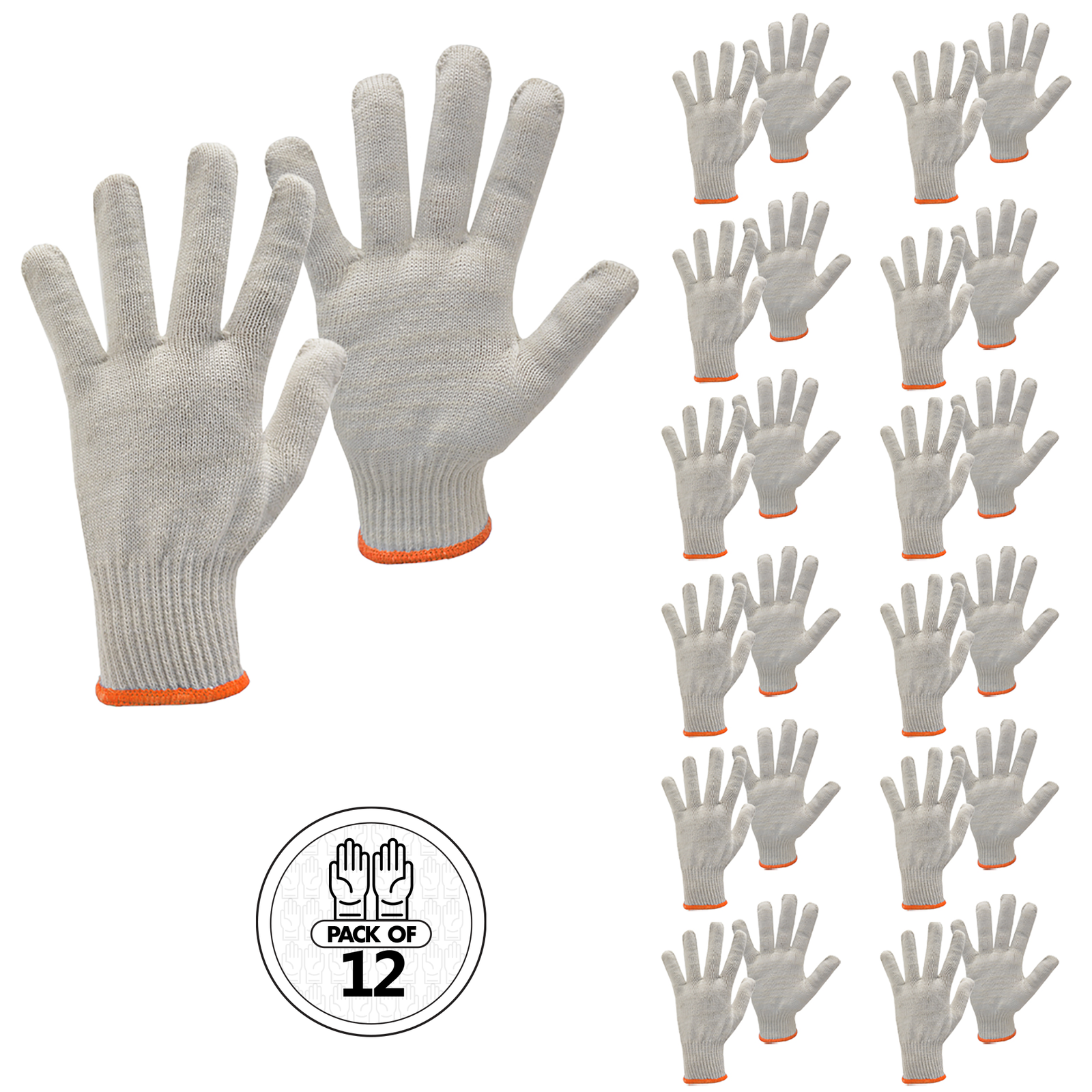 12 pairs of the  JORESTECH safety knitted multipurpose white gloves