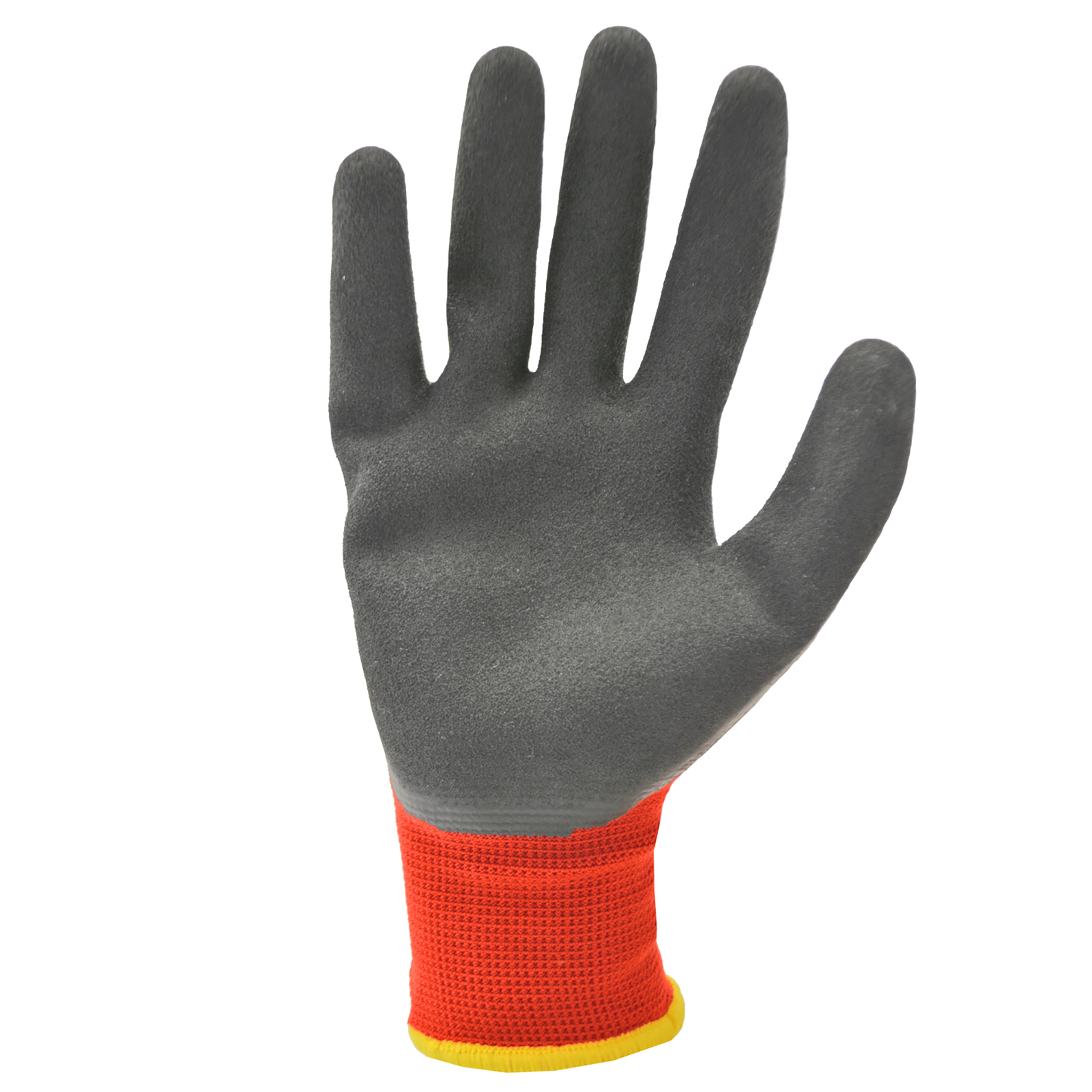 Palm of red and back safety work gloves with latex dipped palms