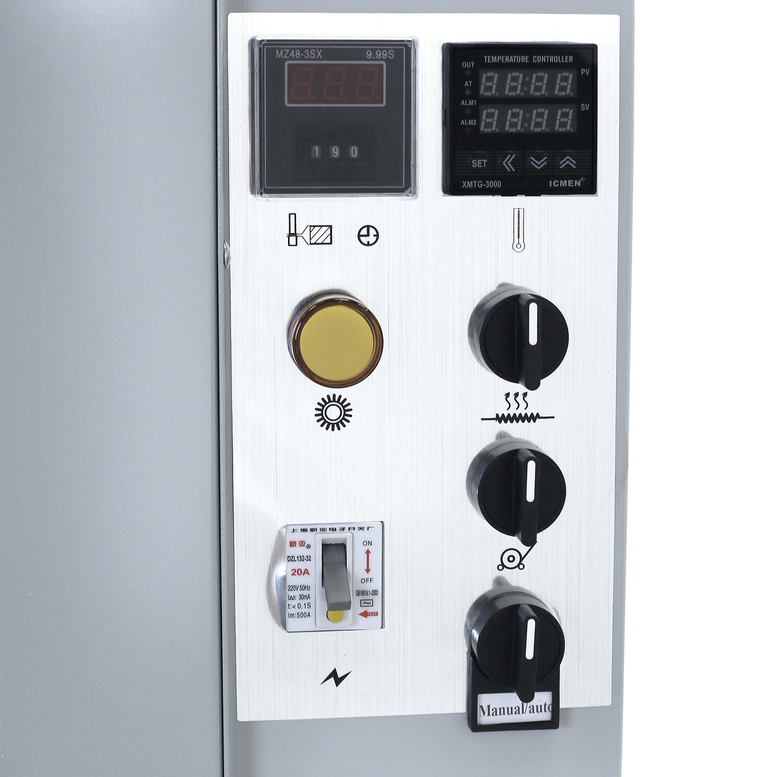 Close up of the control panel of the machine