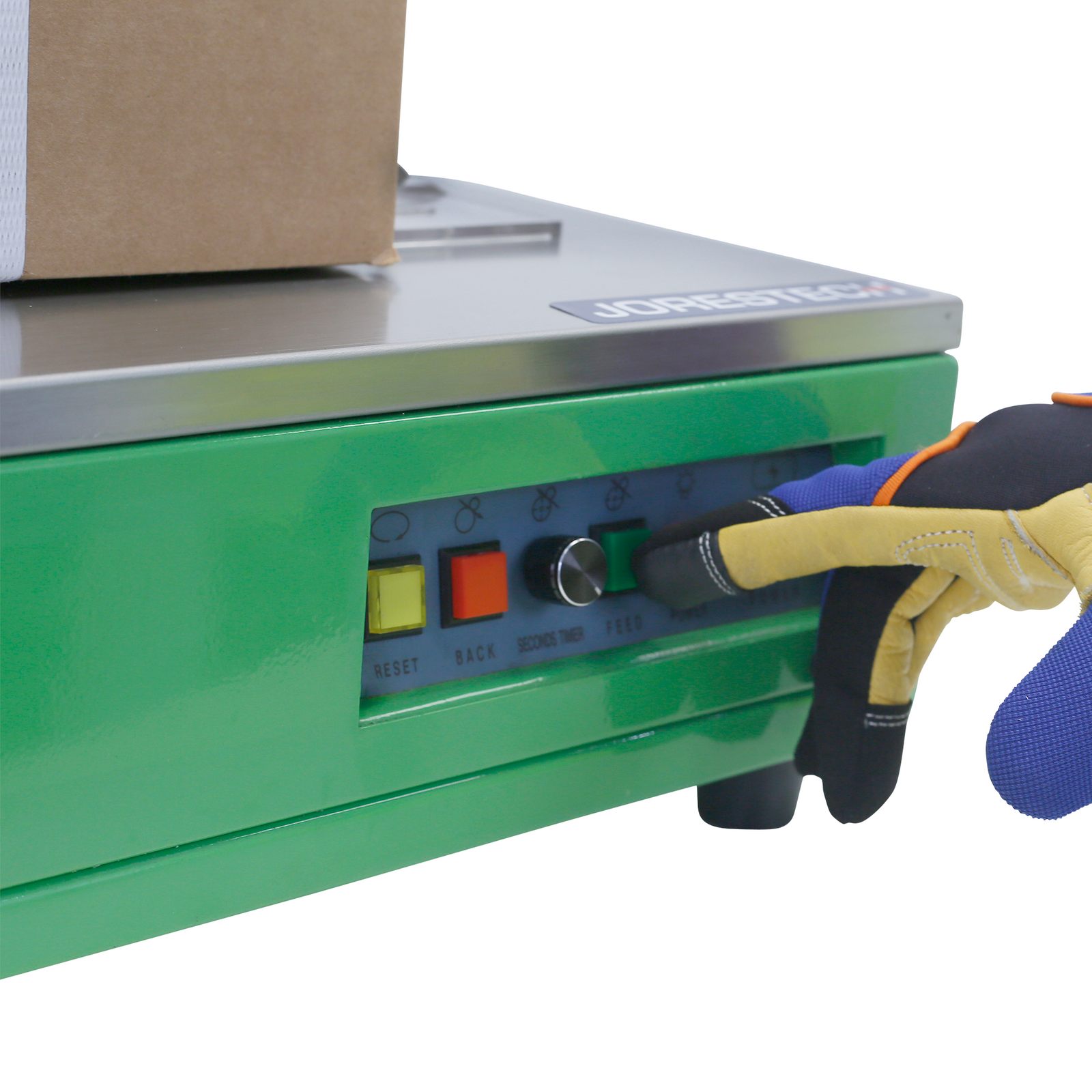 Operator pressing the 