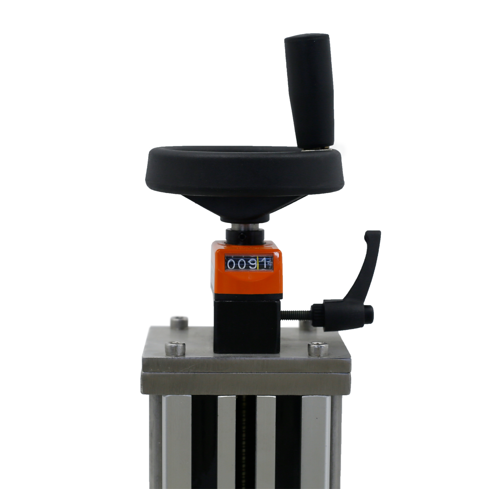 Close up of the height adjustment knob on a continuous induction sealer