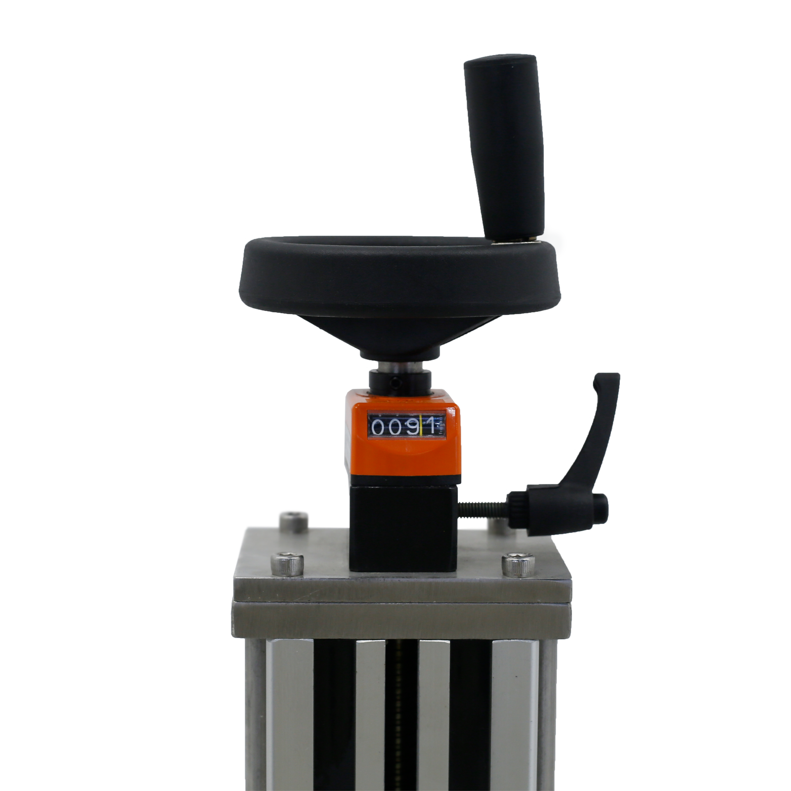 Close up of the height adjustment knob on a continuous induction sealer