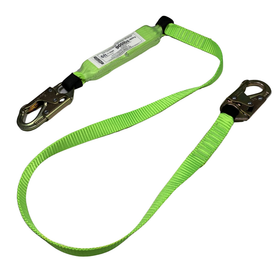 Lime green single leg external shock absorbing lanyard with snap hooks