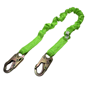 Single leg internal shock absorbing lanyard with snap hooks