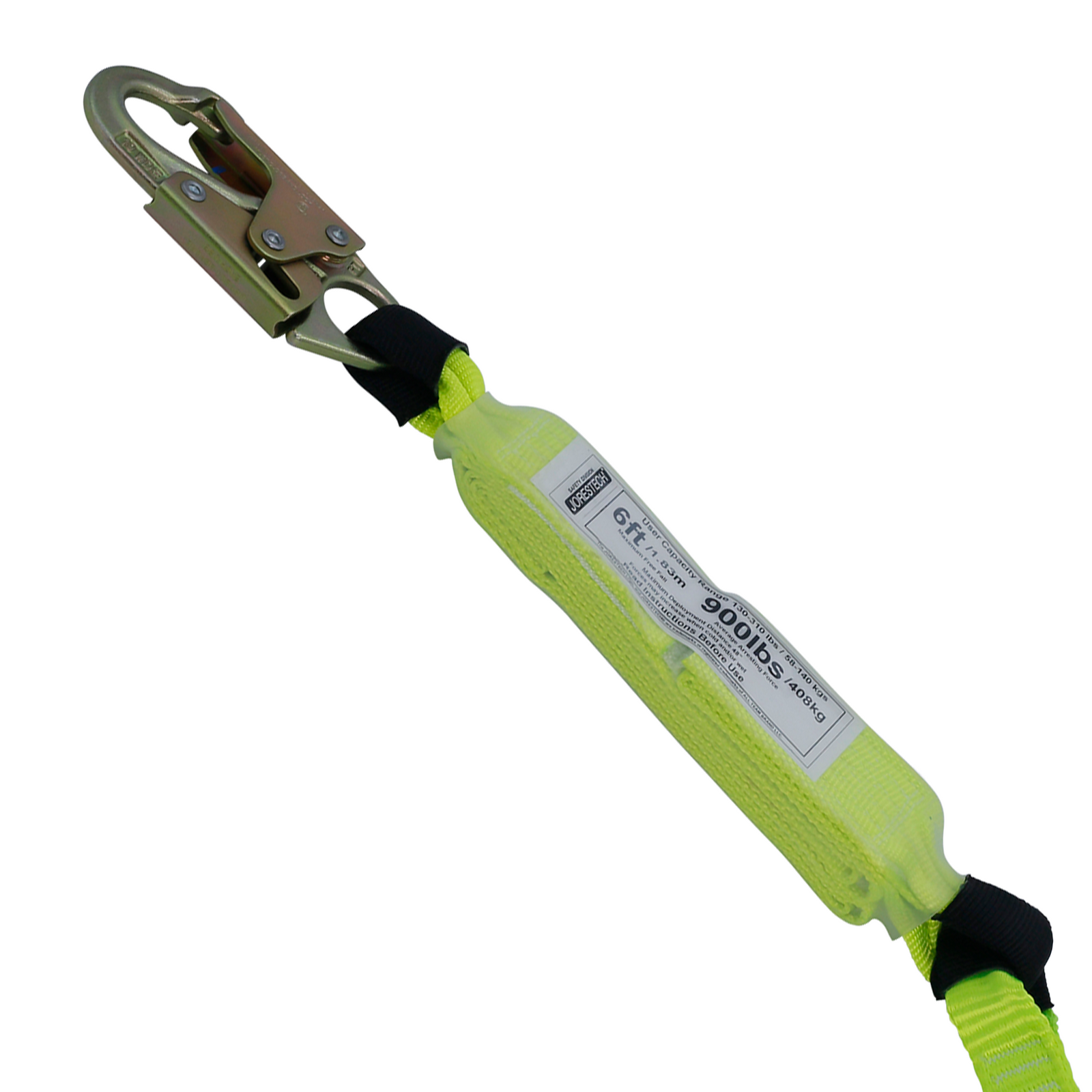 Show the shock absorbing portion of the JORESTECH single leg internal shock absorbing lanyard