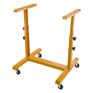 yellow stand for JORESTECH continuous band 630 sealer with black rolling casters