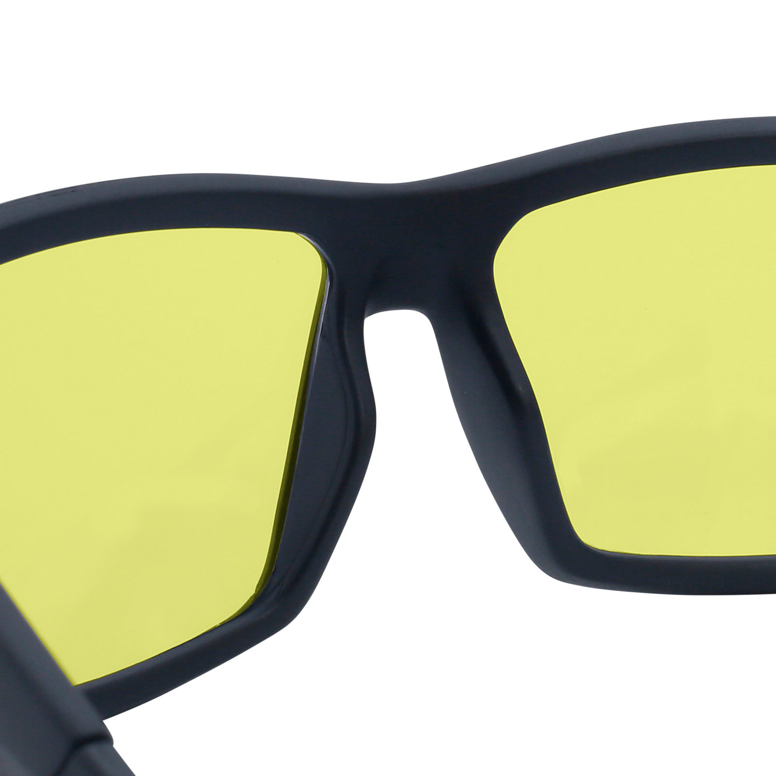 Close up image showing the nose bridge of the JORESTECH ANSI compliant yellow safety glasses
