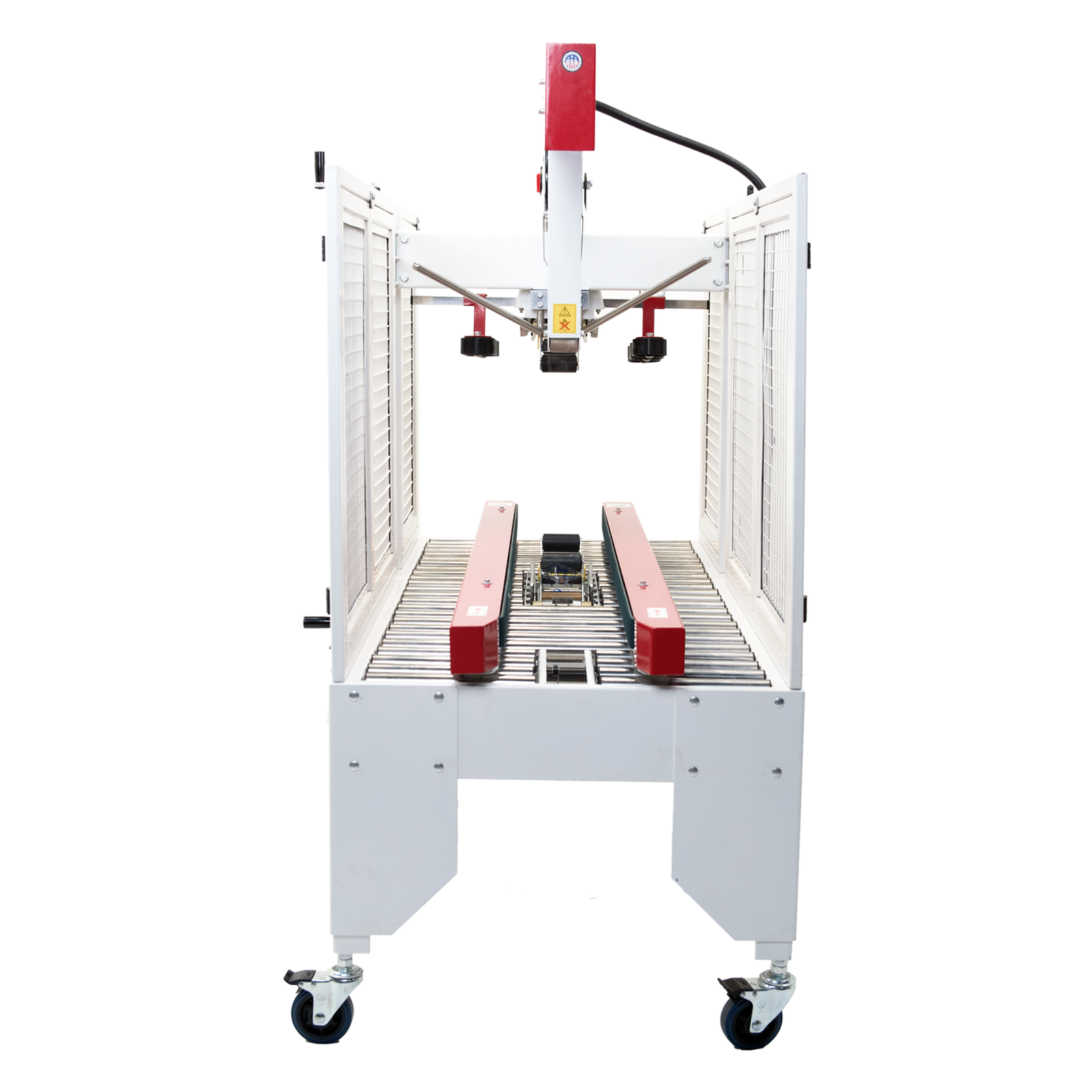 Case sealer machine with red side traction bars from JORES TECHNOLOGIES® 