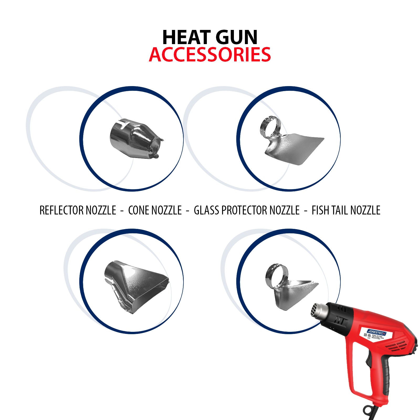 Heat Gun,Hot Air Gun,4 Stainless Steel Nozzles,for Shrink Wrap