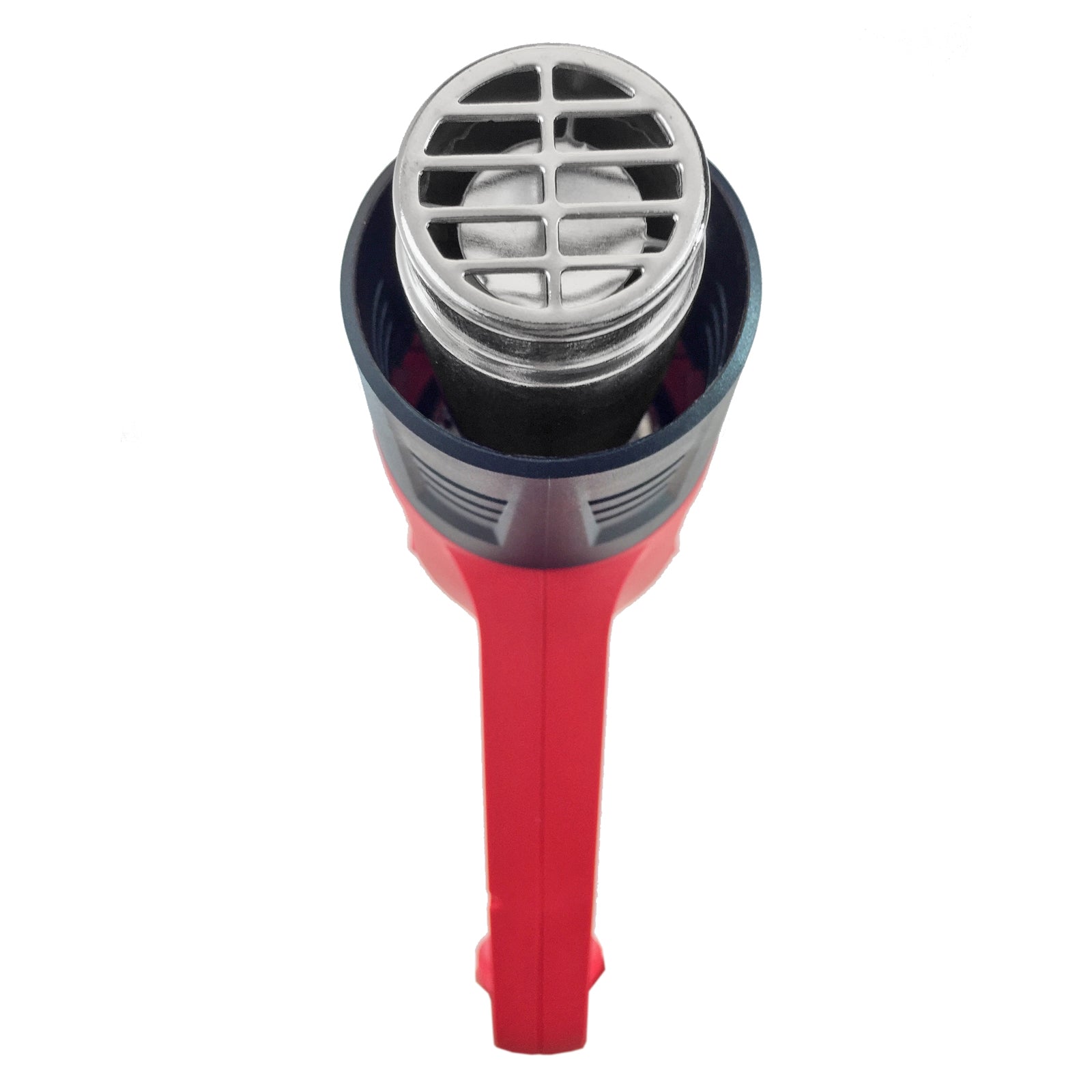 close-up of the metal barrel on a red JORES TECHNOLOGIES® heat gun for shrinking