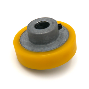 Silicone Pressing Wheel in Yellow used as a replacement part for continuous band sealing machines.