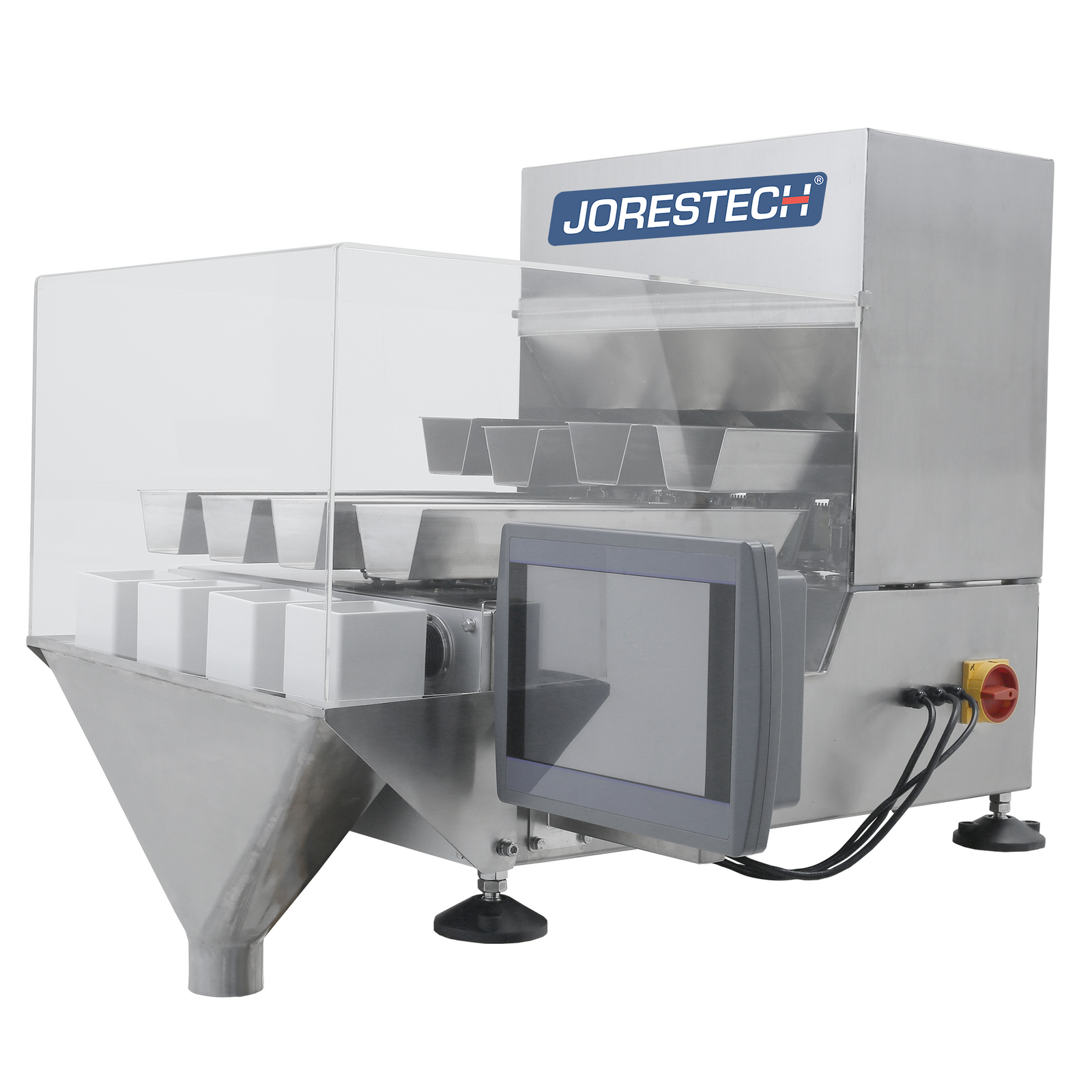 JORES TECHNOLOGIES® Stainless steel linear weighing machine for packaging small quantities of bulk and free-flowing products