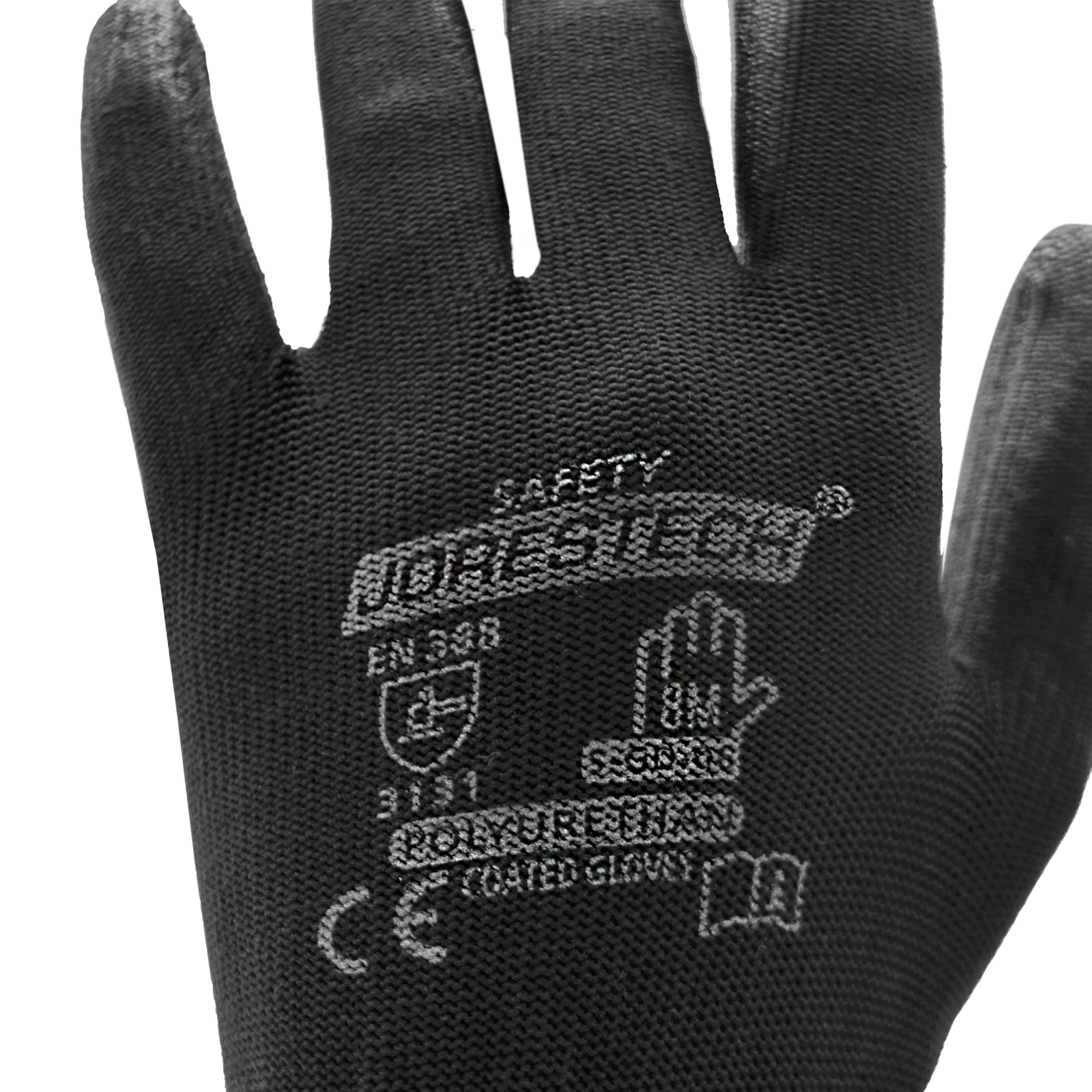 Print on the black dipped safety work glove