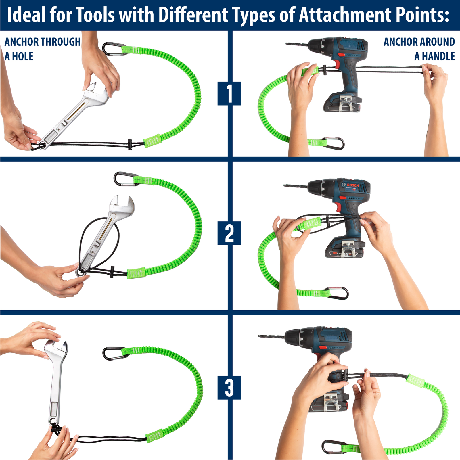 Hi Vis Shock Absorbing Tool Tether Lanyard with Carabiner – Technopack ...