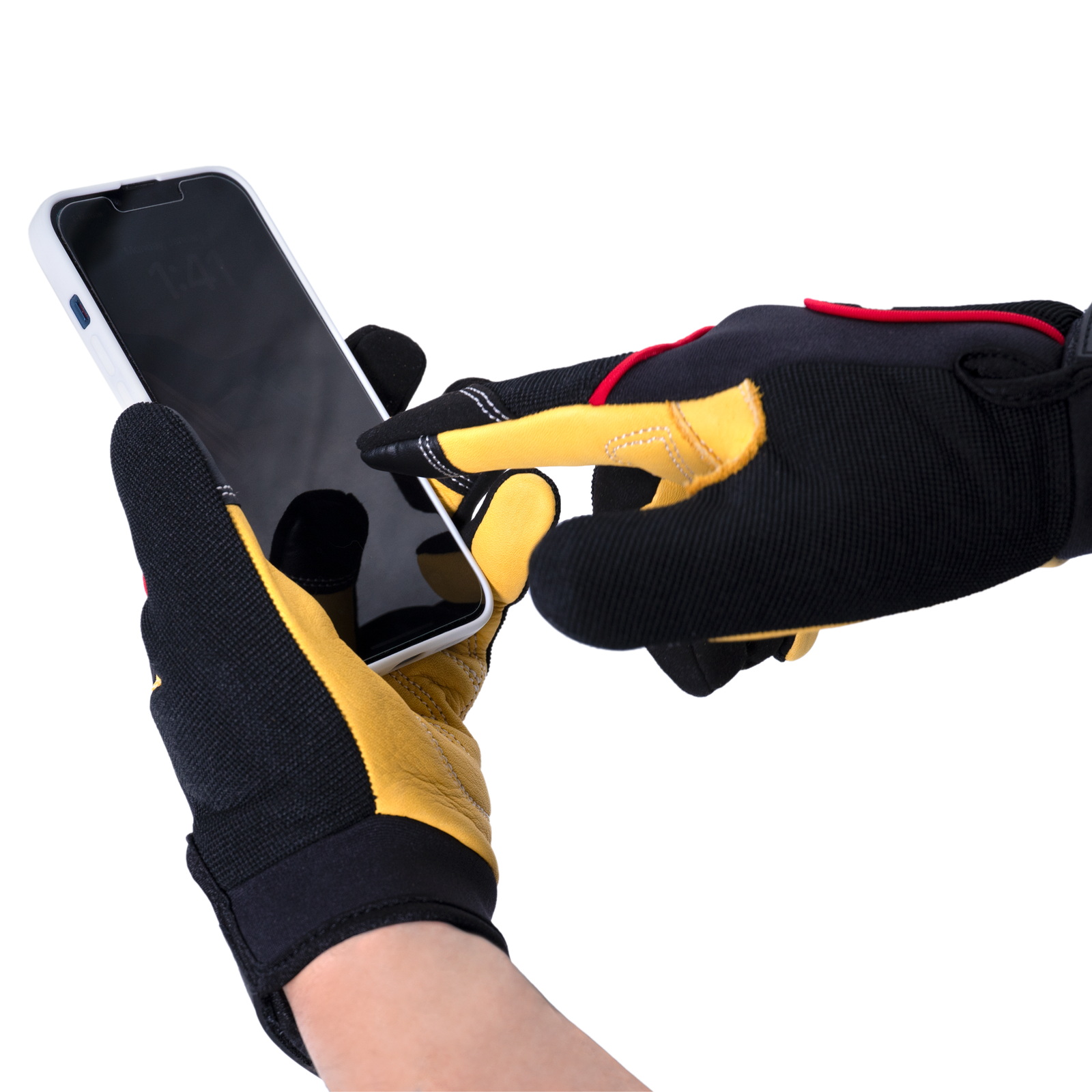 Touchscreen Safety Work Gloves with Leather Palms