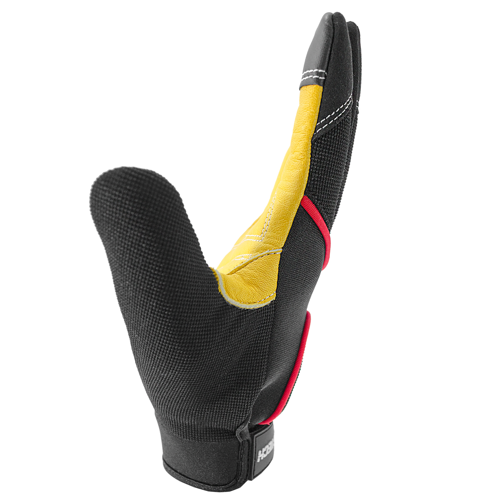 Black and Yellow leather palm JORESTECH safety work glove for mechanics