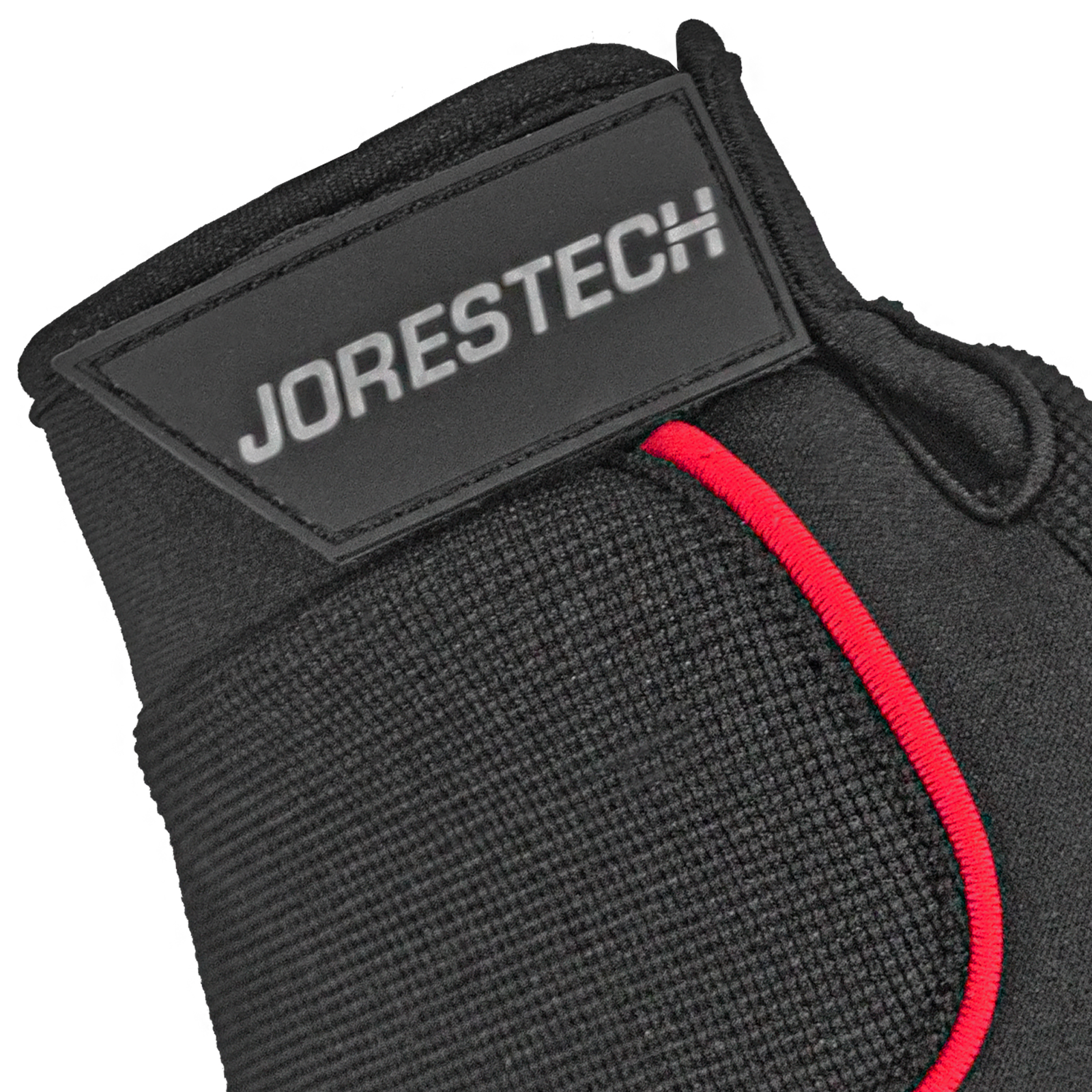 Close up showing the hook and loop closing system of the JORESTECH safety work glove 
