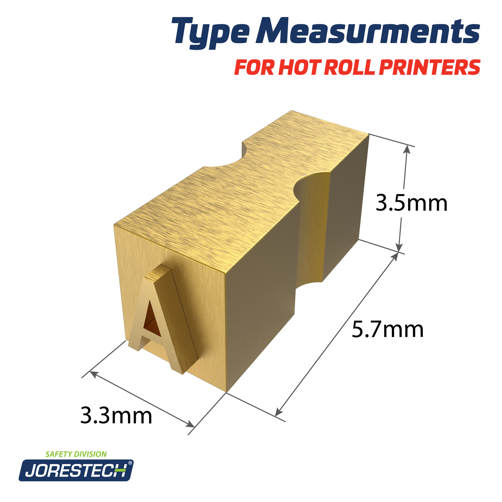 Type measurements: 3.3 mm, 5.7mm, 3.5mm