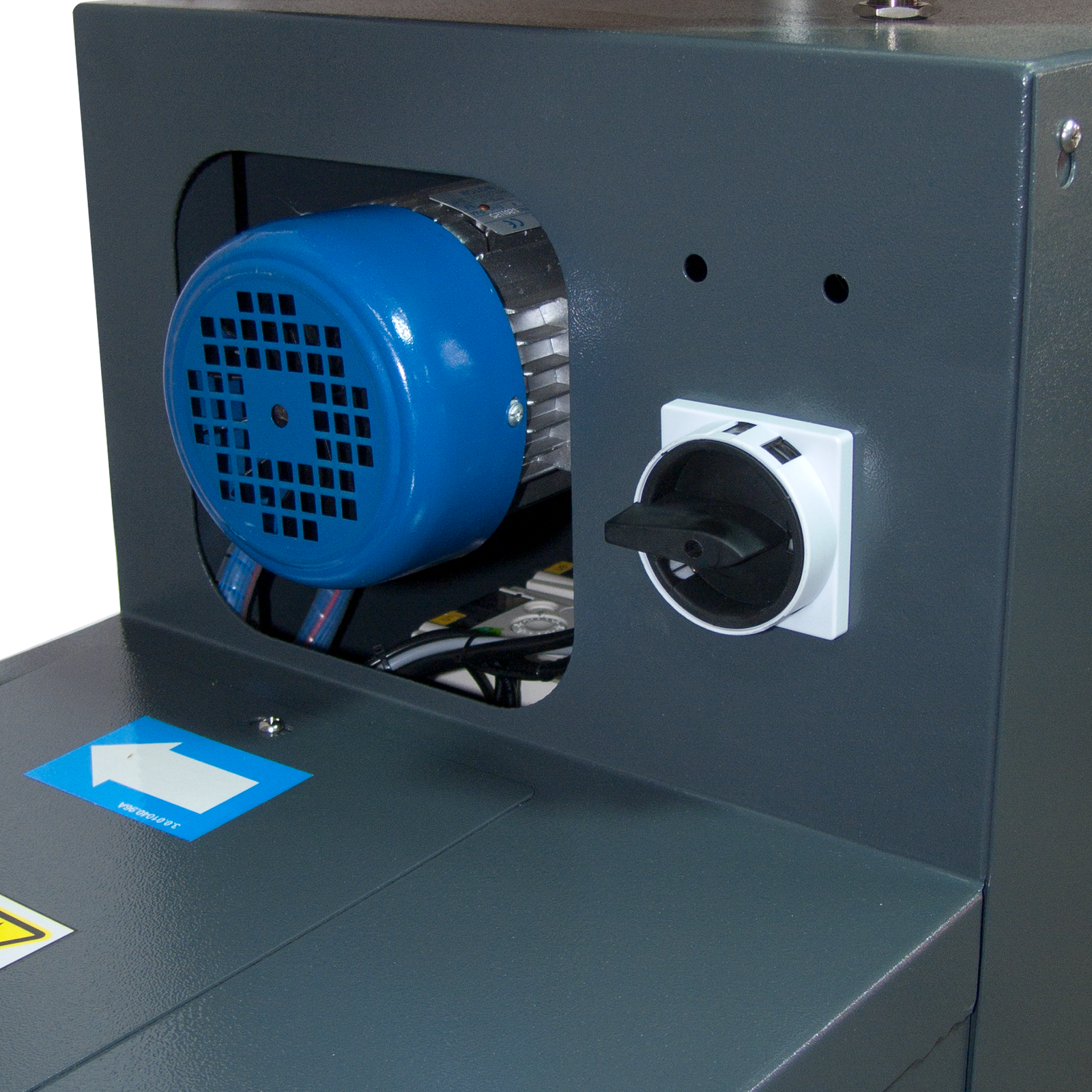 Close-up detail shot of a turning knob located on a box stretch wrapper.