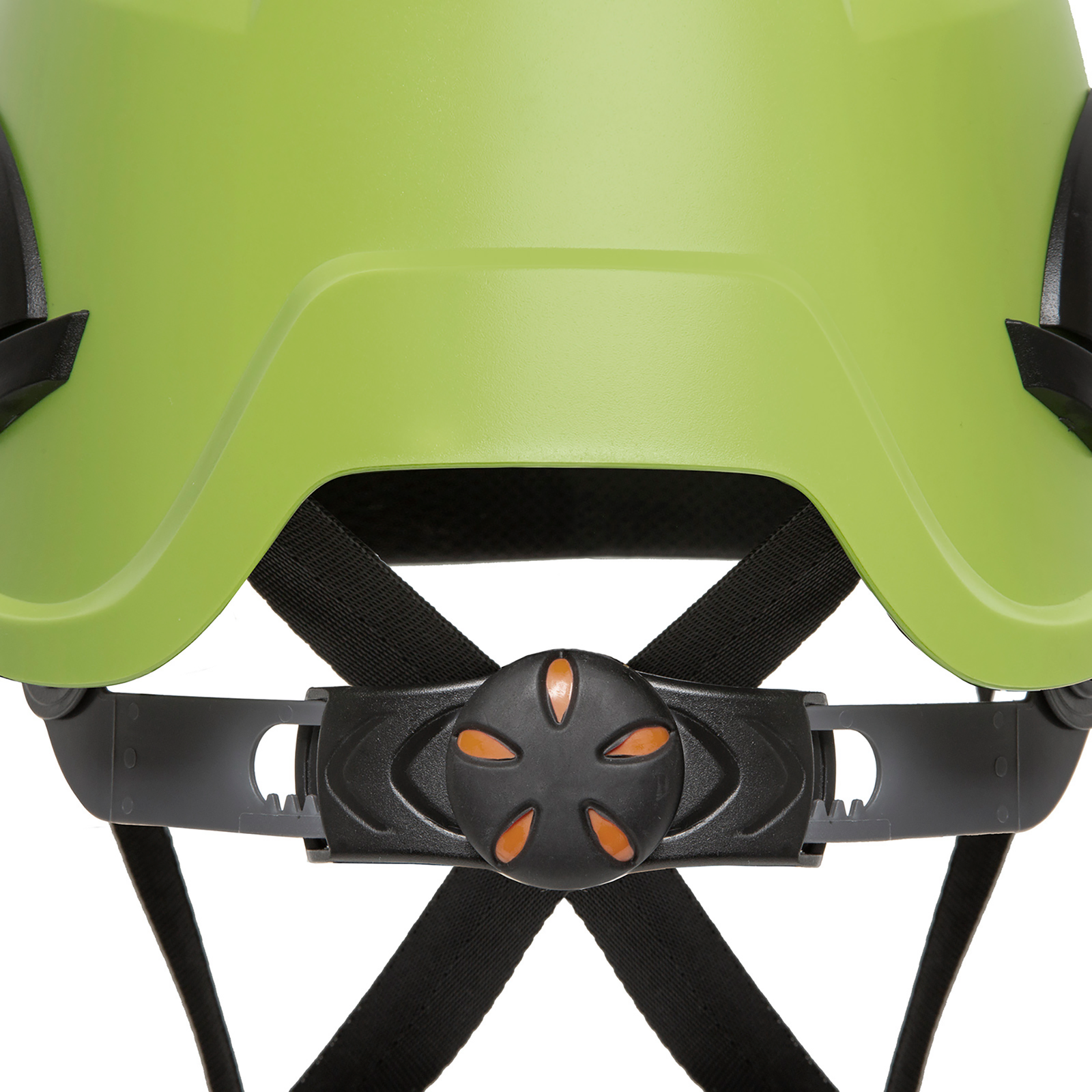 Close up to show the black ratchet adjustment mechanism of the JORESTECH ABS ventilated ANSI compliant hard hat with 4 suspension points