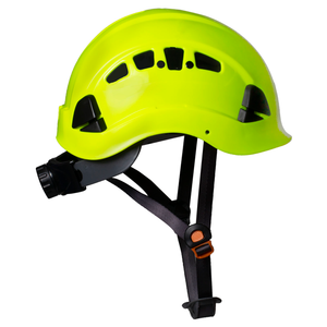 View of the Jorestech lime ventilated rescue hard hat Type 1 Class C with adjustable 6 point suspension and chin strap