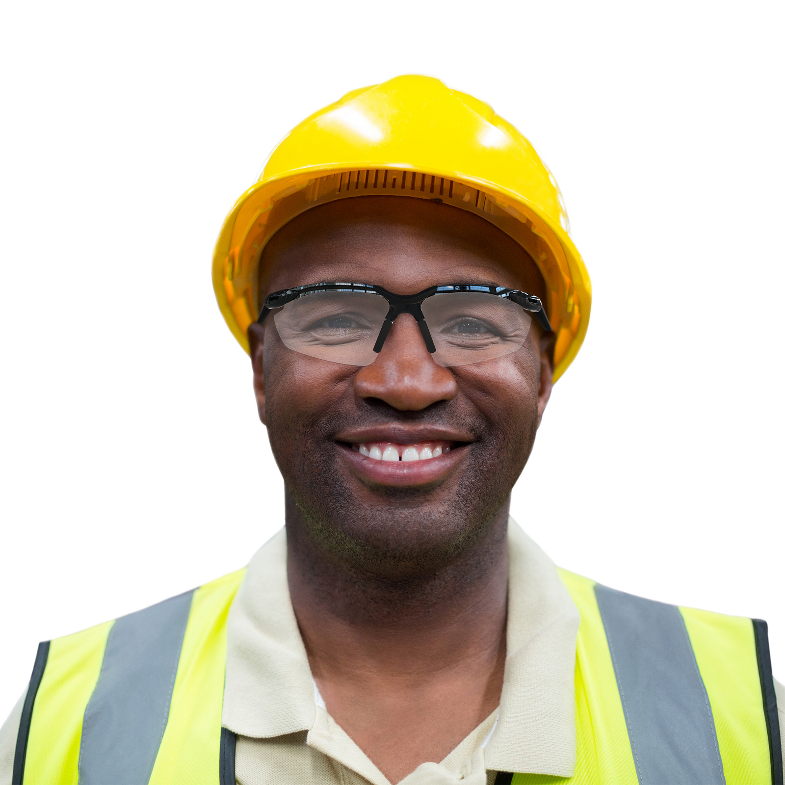 A worker using Personal protection equipment and the clear hi impact JORESTECH safety glasses for construction.