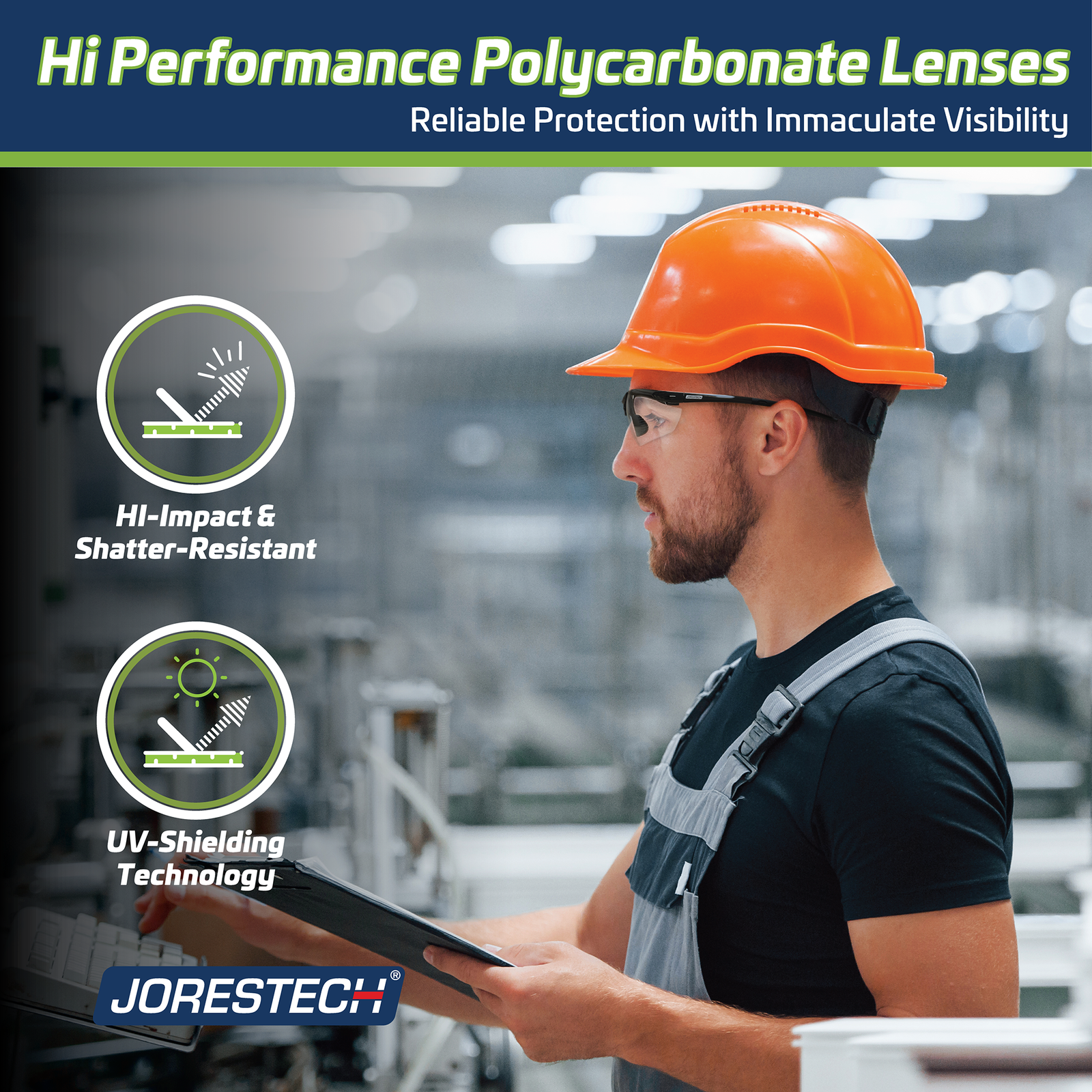  Worker wearing the Wrap around safety glasses while operating a machine in a manufacturer