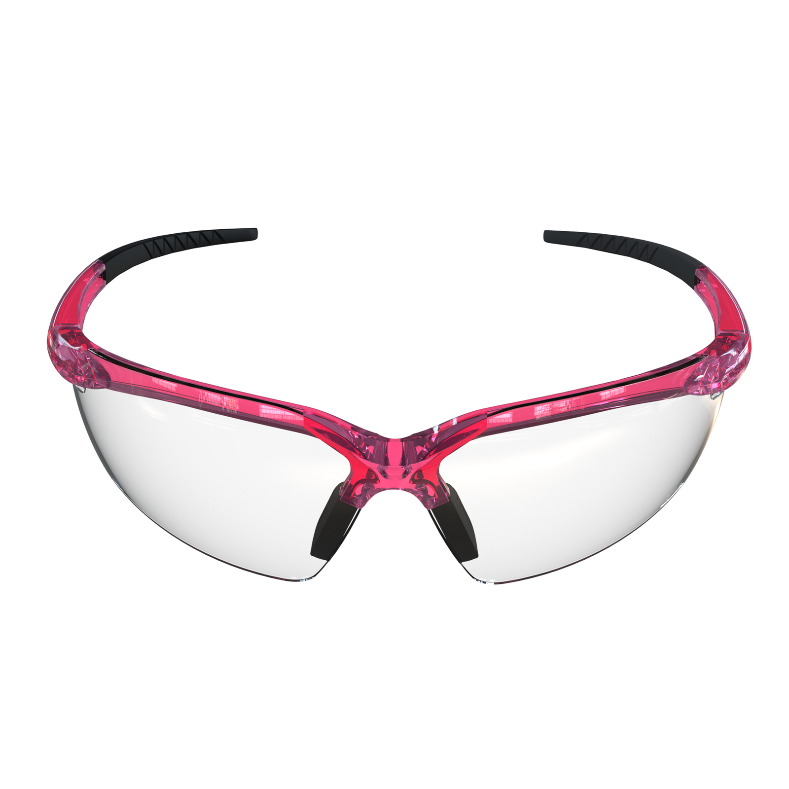 Safety glasses with flexible rubber temple tips color pink for women