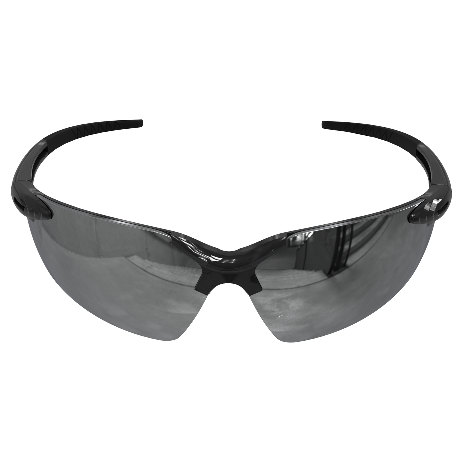 The wrap around safety glasses with flexible rubber temple tips  for eyewear protection