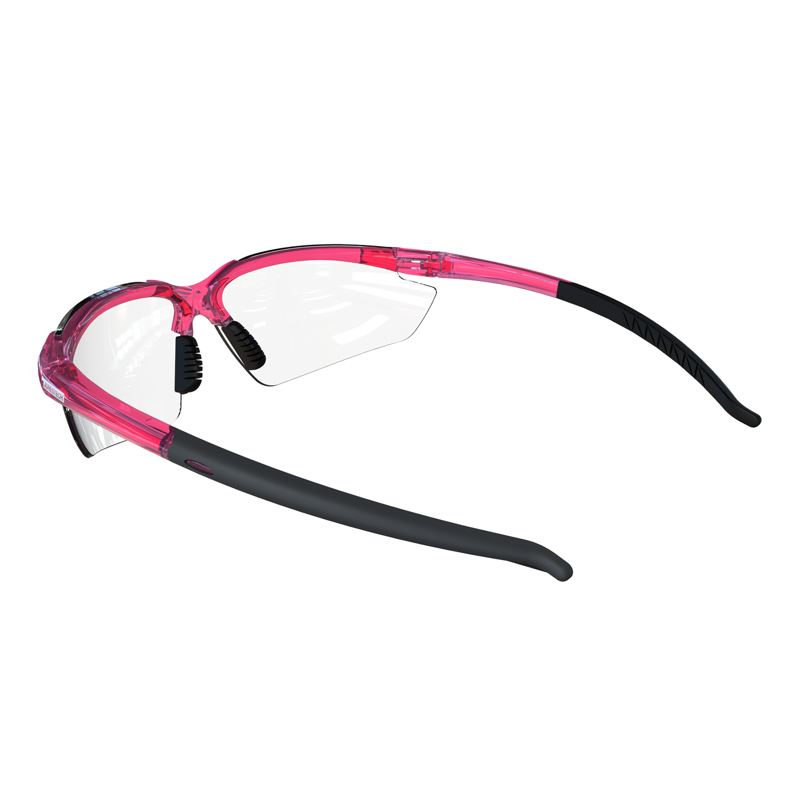 Wraparound safety glasses with flexible rubber temples tip for high impact protection