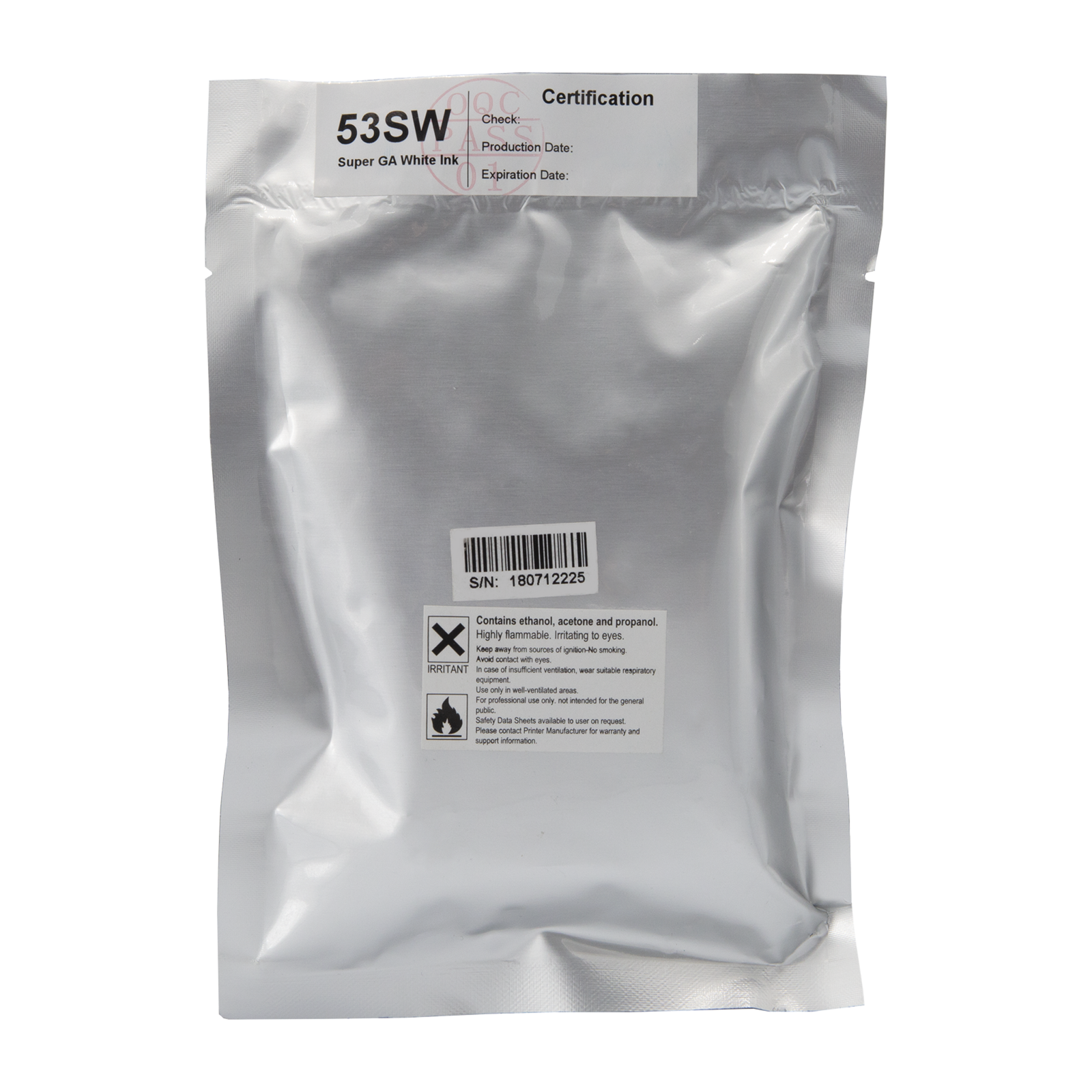 View of the packaging for the JORESTECH white ink cartridge for TIJ inkjet coder