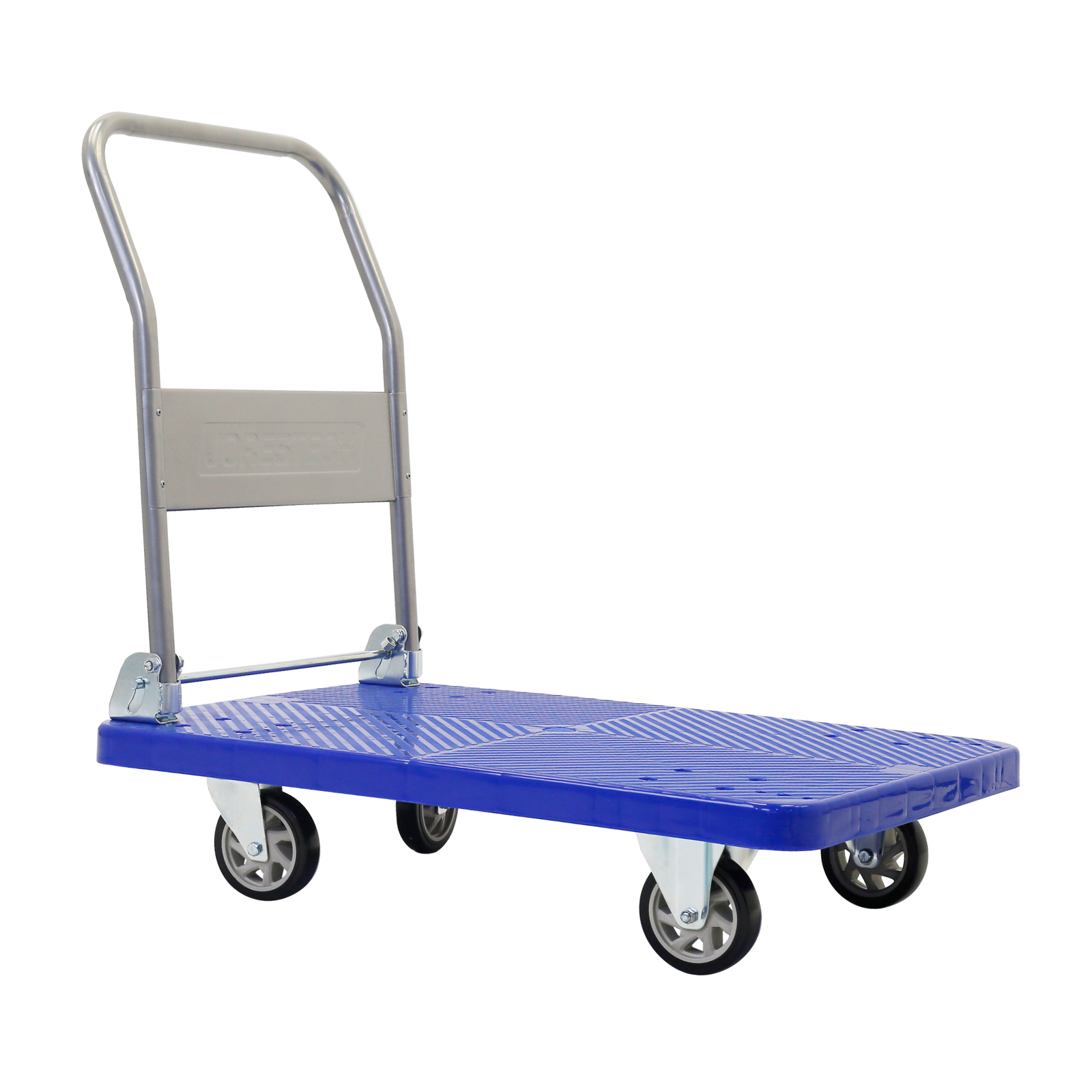 Blue and silver JORES TECHNOLOGIES® foldable platform cart