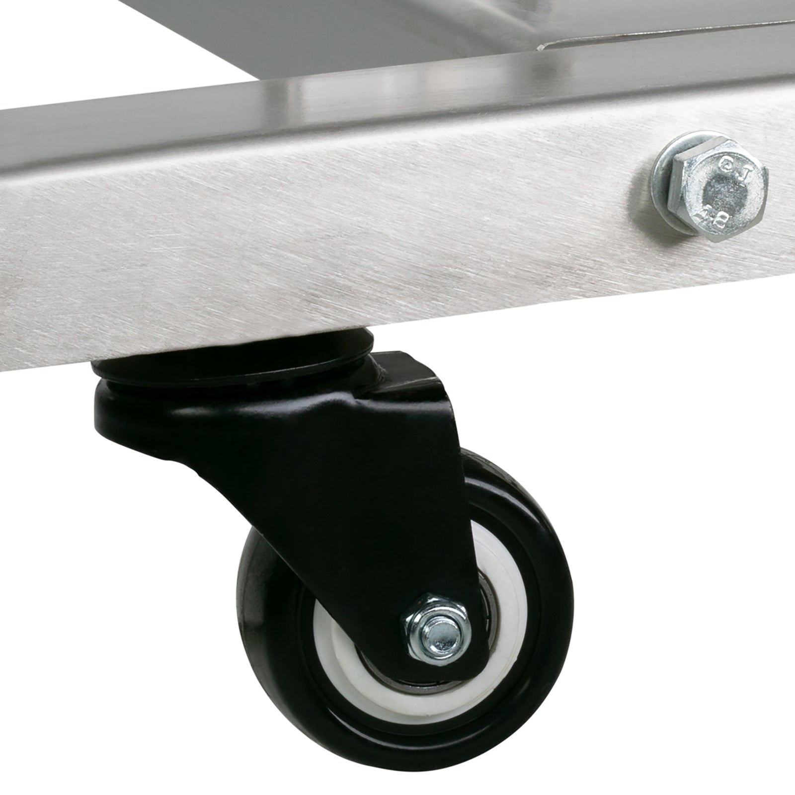 Black wheels of the stainless steel  stand