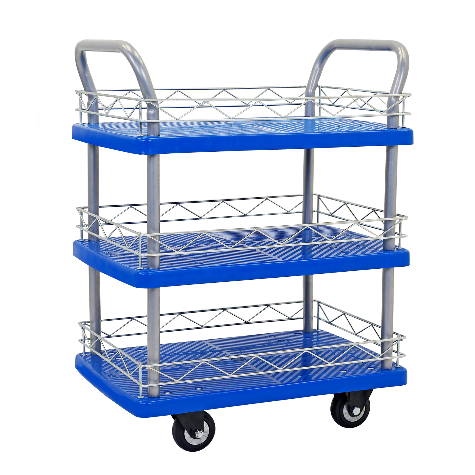 Push Cart Railing Three Tier Utility Push Cart | Versatile, Durable, Heavy-Duty ...